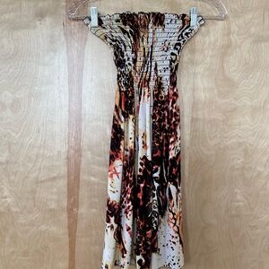 Elegant Animal Print Strapless Dress/cover up